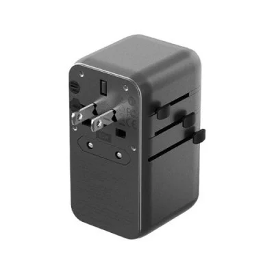 Energea Travelworld Adapter Gan85 With 80Cm Type-C Cable, 3C1A 85W - Gunmetal